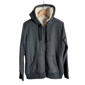 L.L. Bean Kids Boy’s Gray Sherpa Lined Heavy Full Zip Hoodie Size Large